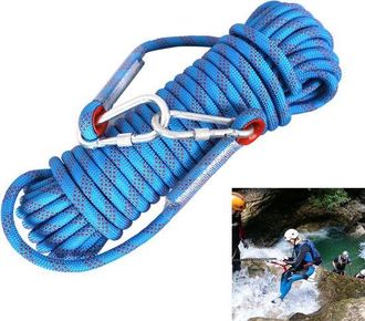 OEM Cuerdas De Escalada, Cuerda De Escalada, 10 M X 8 Mm, Cuerda Accesoria Extra Resistente, Con 2 Ganchos De Acero, Escalada En &Aacute;rboles, Azul
