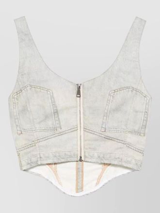 Haikure cotton distressed sleeveless v-neck top