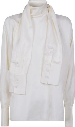 R&oacute;he Blouse met sjaaldetail - Dames - Blouses - Beige - XS - Overhemden