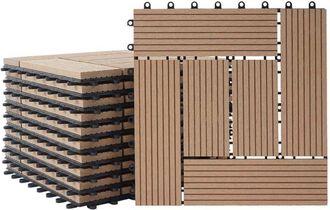 Hhg Non utilizzato] Piastrelle Premio pavimentazione da esterno Rhone T831 wpc 30x30cm 11 pezzi 1mq teak incrociato