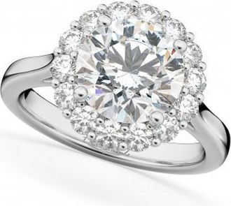 Allurez Round Halo Lab Grown Diamond Engagement Ring 14K White Gold (3.20ct)