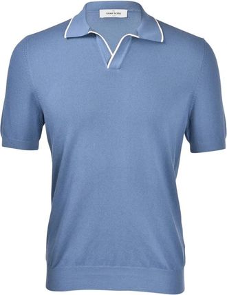 Gran Sasso Polo Shirts, male, Blue, L, Chicco di Riso Tennis Polo Shirt