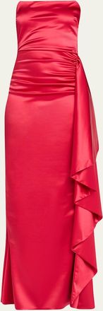 La Petite Robe Di Chiara Boni Kazmer Ruched Side-Ruffle Satin Gown