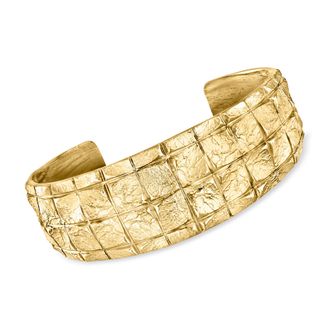 Ross-Simons Italian 18kt Gold Over Sterling Square-Pattern Cuff Bracelet