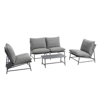 Kactus Republic Conjunto de jard&iacute;n con estructura de aluminio color gris