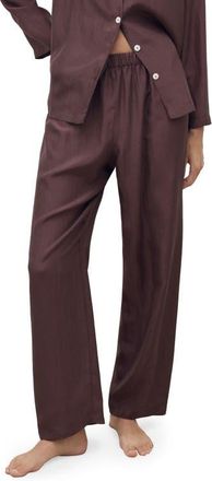 Mango Habotai Silk Pajama Pants in Blackberry at Nordstrom, Size Medium