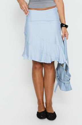 Princess Polly With Kindness Asymmetric Hem Midi Skirt in Blue at Nordstrom, Size 10