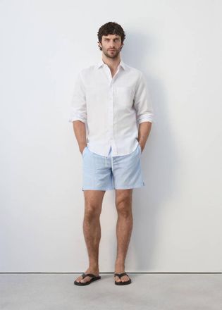 Mango Costume righe seersucker celeste - Uomo - S - MANGO MAN