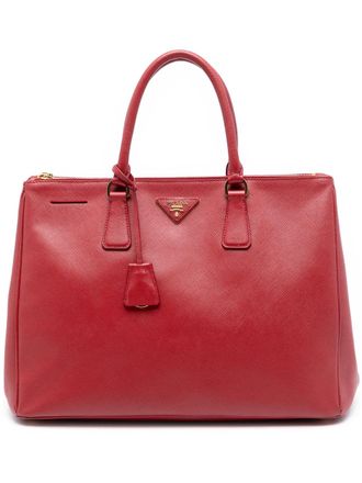 Prada 2010-2025 Large Saffiano Lux Galleria Double Zip satchel - Red