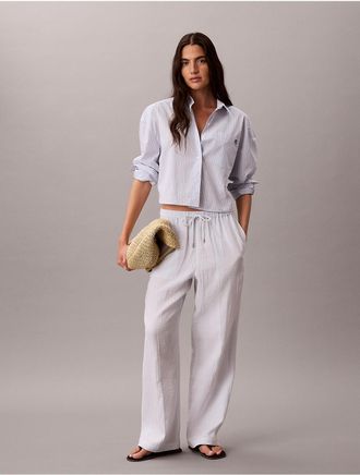 Calvin Klein Jeans Calvin Klein Womens Double Gauze Pull-On Pants - Blue - XL