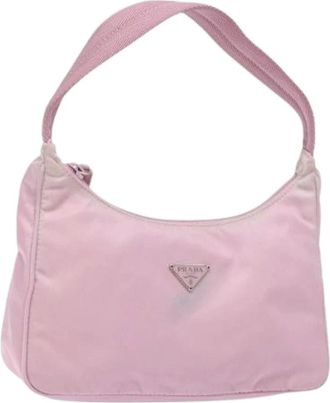 Prada Pre-owned Shoulder Bags, female, Pink, Size: ONE SIZE Pre-owned Nylon Shoulder Bag