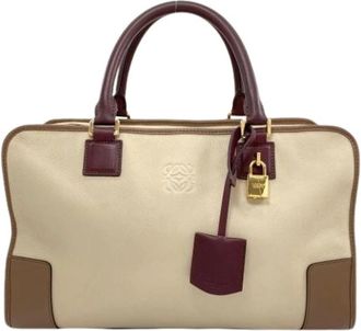 Loewe Pre-owned Handbag - Dames - Vintage Handtas - Beige - ONE Size - Leer - Vintage