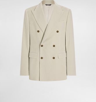 Dolce & Gabbana Double-breasted Velvet Jacket - Man Suits And Blazers Beige 44