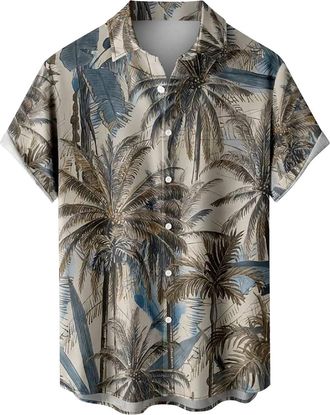 Generic Hawaiian Floral Shirts for Men - Tropical Holiday Beach Shirts Cool Short Sleeve Shirt Dress Shirts Non Iron Shirt Button Down Shirt Hawaiian Fancy Sh