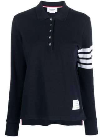 Thom Browne 4-Bar long-sleeved polo shirt - women - Cotton - 36 - Blue