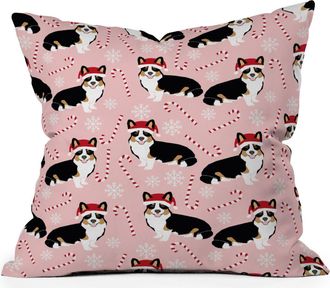 Deny Designs Petfriendly Tricolored Welsh Corgi Throw Pillow in Pink at Nordstrom Rack