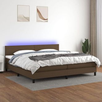 vidaXL Cama Box Spring Con Colch&oacute;n Led Tela Marr&oacute;n Oscuro 200x200 Cm Vidaxl