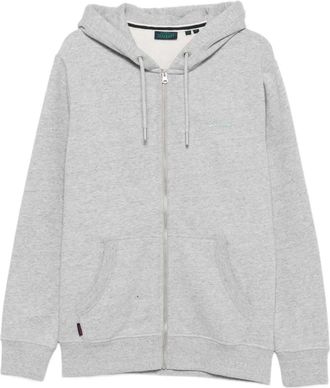 Superdry logo-embroidered zip-up hoodie - men - Polyester/Cotton - M - Grey