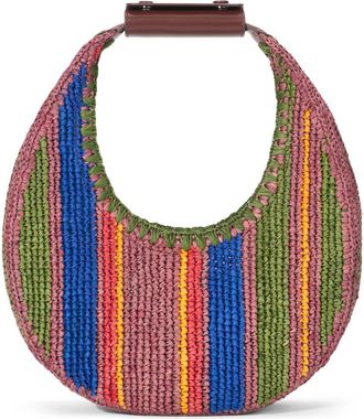 Staud Moon Raffia Tote in Jungle Stripe Raffia at Nordstrom