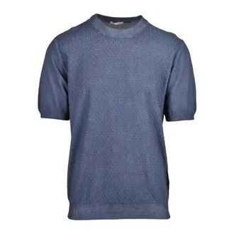 Officina36 Round-neck Knitwear, male, Blue, Size: XL Maglioncino Girocollo