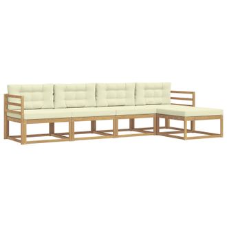 vidaXL Conjunto De Sof&aacute;s De Exterior 4 Pcs Blanco Y Crema Poli&eacute;ster Vidaxl