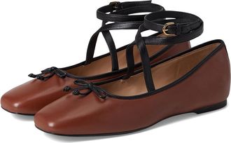 Cole Haan Nicolette Ankle Strap Ballets Womens Shoes Dark Cuoio Leather/Black Leather : 9.5 B - Medium