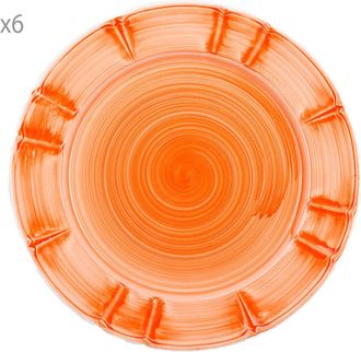 Arcucci Set of 6 Provence Spiral Dinner Plate, Mandarin