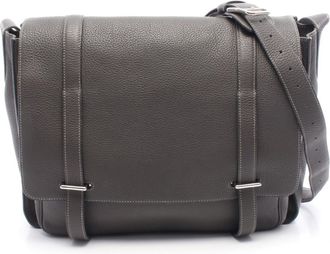 Herm&egrave;s Graphite Gray Taurillon Clemence Leather Shoulder Bag (Pre-Owned)