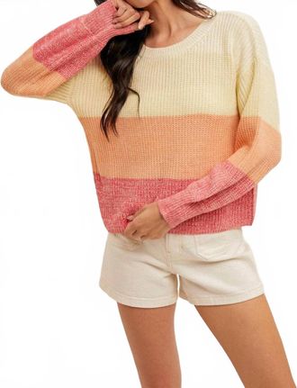Hem & Thread Rainbow Match Sweater In Orange