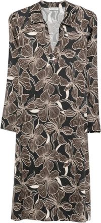 Marc O'Polo Midi-jurk met bloemenprint - Zwart