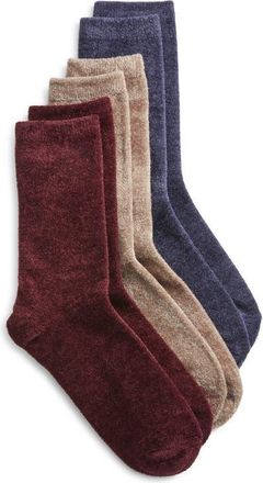 K. Bell Socks 3-Pack Velvet Crew Socks in Burgundy Multi at Nordstrom, Size 9