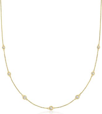Ross-Simons Graduated Bezel-Set Diamond Station Necklace in 14kt Yellow Gold