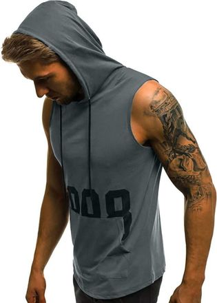 Generic Tank Top Sleeveless Hoodie Mens with Zip Muscle Shirt Workout Sports Fitness Hoodie Sport T Muscle Shirt Mens Tank Top Sleeveless Workout Sports Top, 