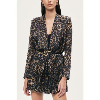 Nocturne Printed Leopard Belted Jacket in Multi-Colored at Nordstrom, Size X-Small Eu