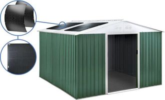 Habitat et Jardin Habitat Et Jardin - Cobertizo de jardín metálico - Rosas - 10,85 m² con paneles solares