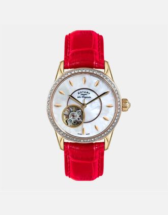 Rotary Womens Les Originales Skeleton Alligator Leather Single Wrap Analogue Watch - Red - Size: ONE size