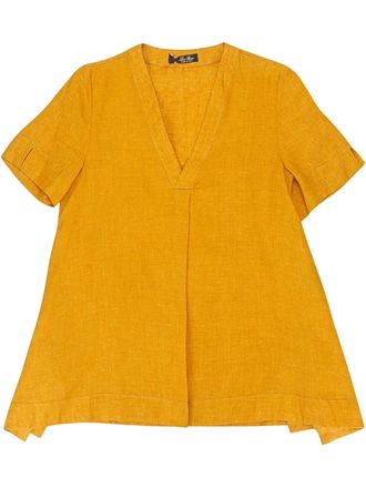 Loro Piana Linnen blouse met V-hals - Geel