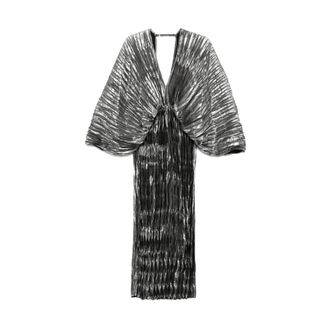 L&rsquo;Id&eacute;e Party Dresses, female, Gray, Size: S Gunmetal Grey V-Neck Dress with Side Slit