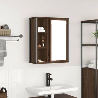 vidaXL Bathroom Wall Cabinet with Mirror Brown Oak 50x21x60 cm Vidaxl
