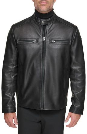 Andrew Marc Bantam Leather Moto Jacket in Black at Nordstrom, Size Small