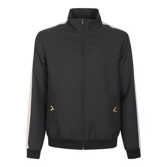 Valentino Garavani Zip-throughs, male, Black, Size: XL Nylon Sweatshirt With VGold