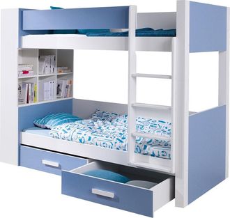 Mirjan24 Litera Henderson 141, Blanco + Azul, De Dos Pisos, 80x180, Aglomerado Laminado, Madera, Somieres, 94x210x160cm