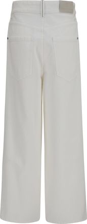 Brunello Cucinelli Womens High-Rise Palazzo Jeans Panama Cotton