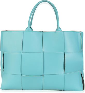 Bottega Veneta Blue Linoleum Nappa Maxi Intrecciato Large Arco Tote