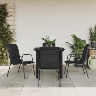 vidaXL Juego De Comedor Para Jard&iacute;n 5 Piezas Acero Y Textilene Negro Vidaxl