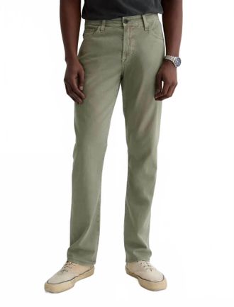 AG - Adriano Goldschmied Mens Everett Linen Slim Straight Pant In Spruce Green