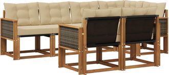 vidaXL Conjunto De Sof&aacute;s De Exterior 7 Uds. Natural Y Beige Vidaxl
