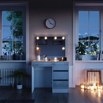 Vicco Tocador Sherry, Blanco, 90 Cm Con Iluminaci&oacute;n Led, Vicco