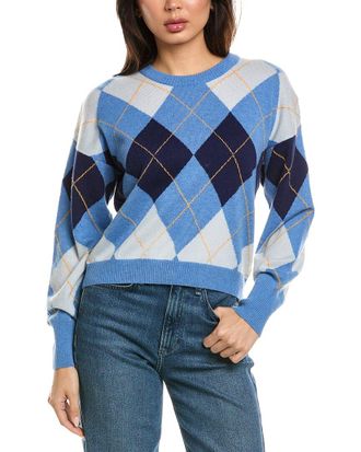 Brodie Argyle Balloon Sleeve Crewneck Wool & Cashmere-Blend Sweater