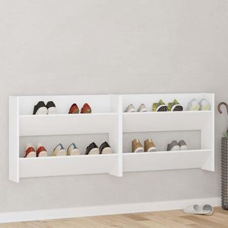 vidaXL Vidaxl - Zapateros De Pared 2 Uds Madera Contrachapada Blanco 80x18x60cm